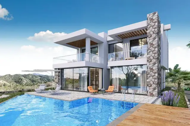 Girne Bahçeli'de Özel Havuzlu 3+1 Villa, Deniz Manzaralı