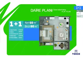 Квартира 1+1 в Эрдемли Арпачбахшиш, 53 м² · Фото 35