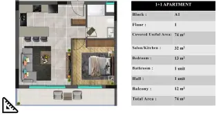 Yeni İskele'de 1+1 Dubleks Daire · Fotoğraf 21